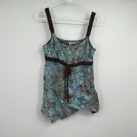 SANTIKI Embellished Boho Crochet Spaghetti Strap Top Blouse XL Fairy Goblincore - Picture 1 of 11